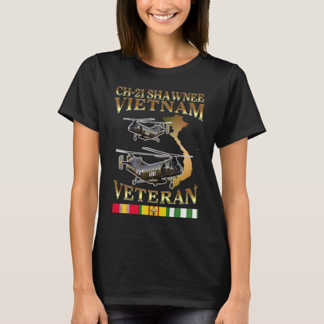 T-shirt CH 21 Shawnee h21 helicopter Vietnam veteran (Devant)