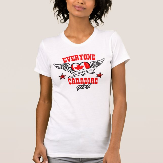 T-shirt Chacun aime une fille canadienne (Devant)
