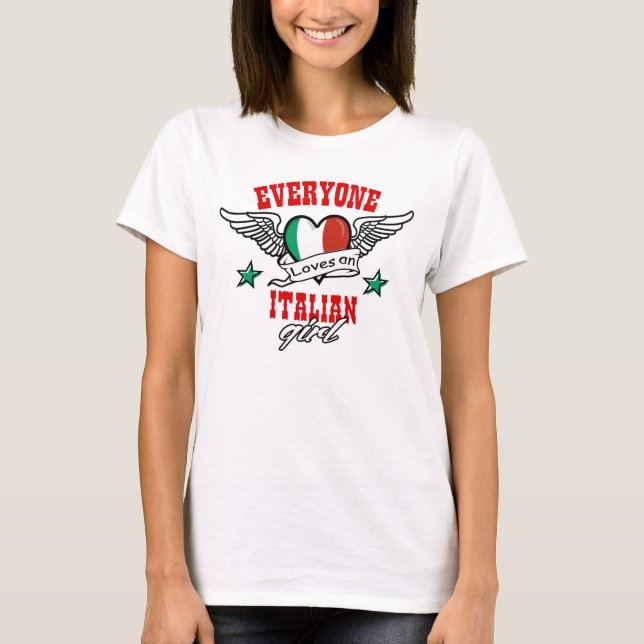T-shirt Chacun aime une fille italienne (Devant)