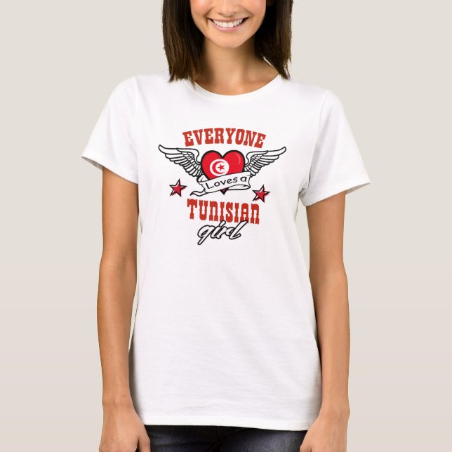 T-shirt Chacun aime une fille tunisienne (Devant)