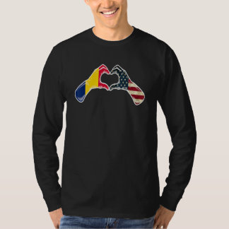 T-shirt Chad American USA Flag   USA Chadian Heart