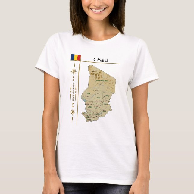 T-Shirt Chad Carte + Drapeau + Titre (Devant)