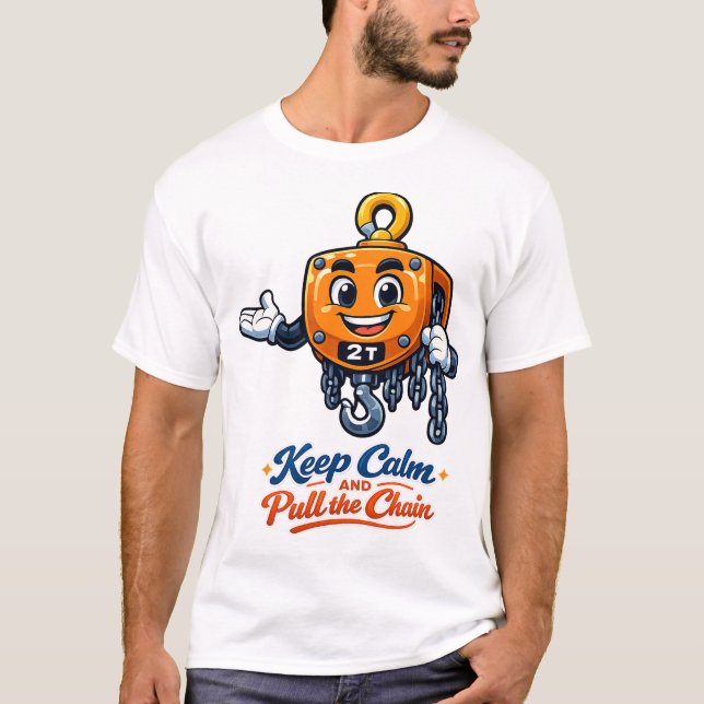T-shirt Chain Hoist Mascot Keep Calm Pull Chain Tee (Devant)
