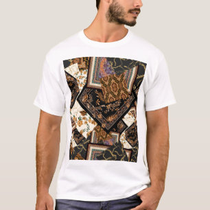T-shirt Chaîne, cachemire, fleurs : patchwork vintage.