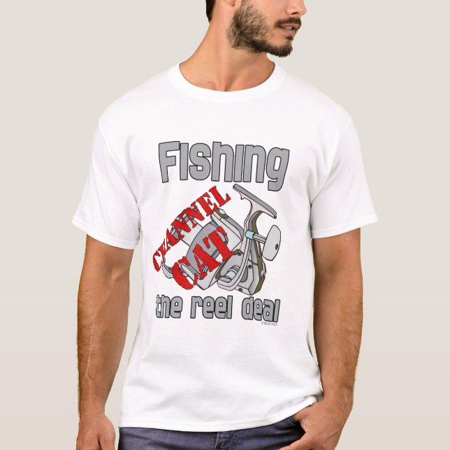 T-shirt Chaîne de pêche Chat Le Reel Deal Pêche (Devant)