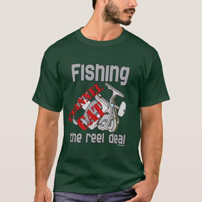 T-shirt Chaîne de pêche Chat Le Reel Deal Pêche (Devant)