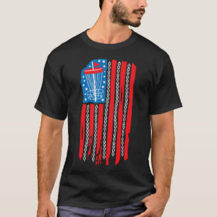 T-shirt Chaîne de squelette de disque de golf de drapeau a