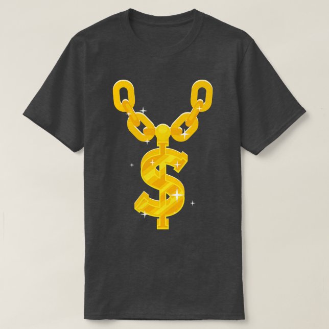 T-shirt Chaîne Hip hop Dollar Gold (Design devant)