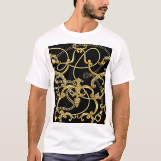 T-shirt Chaînes d'or baroque Motif sans couture