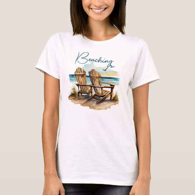 T-shirt Chaise de plage bleu marine Beagulls Ocean (Devant)
