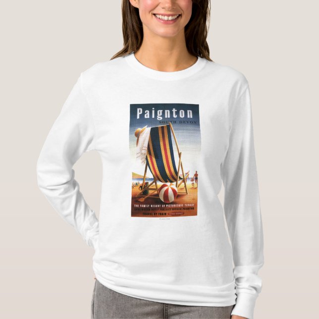 T-shirt Chaise de plage de chemins de fer et affiche (Devant)
