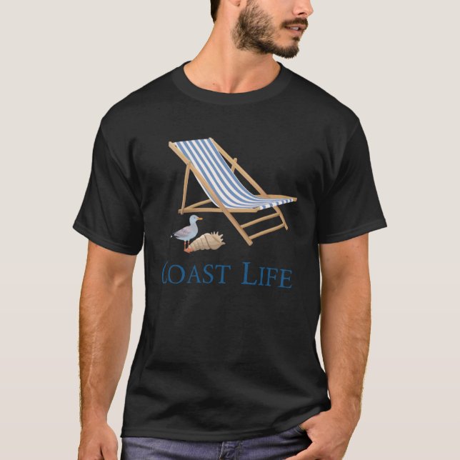 T-shirt Chaise de plage sable vie de côte (Devant)