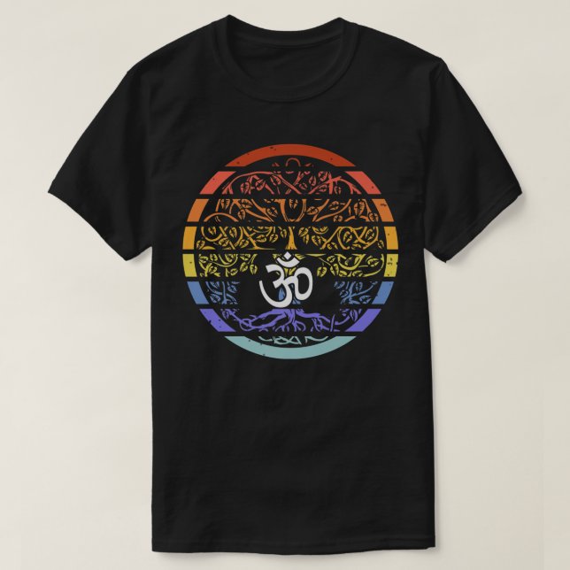 T-shirt Chakra Arbre De Vie Mandala Zen Yoga Om Symbole Bu (Design devant)