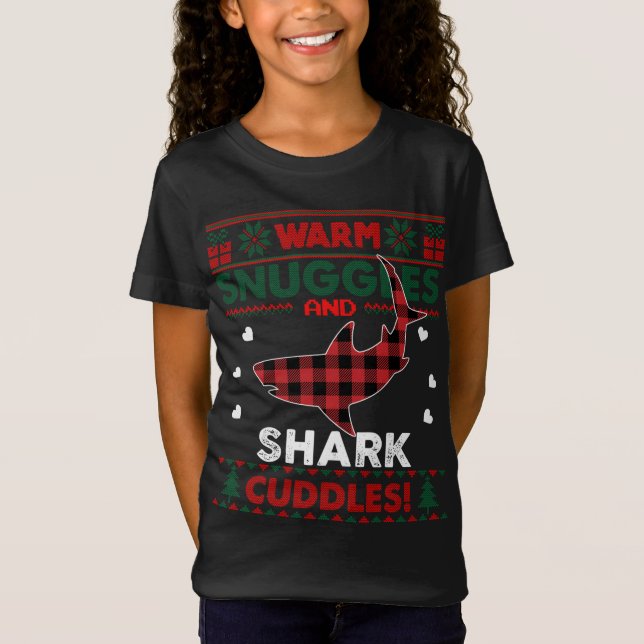T-Shirt Chaleureux Snuggers Shark Amateurs Noël Vilain Req (Devant)