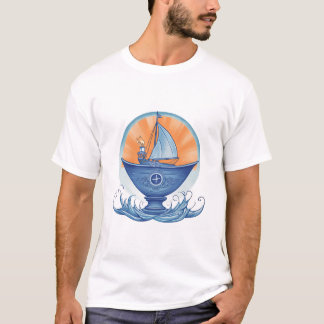 T-shirt Chalice de bateau bleu