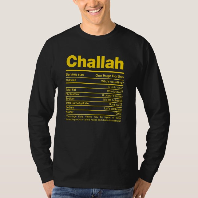 T-shirt Challah Nutrition Facts Hanoukka Jewish Kosher Foo (Devant)