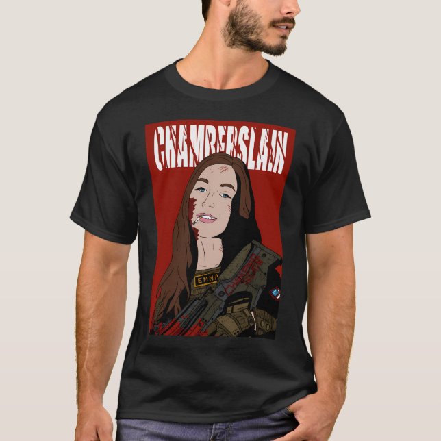 T-shirt Chamberlain Chamberslain. Badass Action Hero Emma. (Devant)