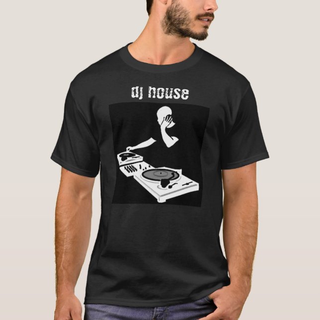 T-shirt Chambre du DJ (blanche sur le noir) (Devant)