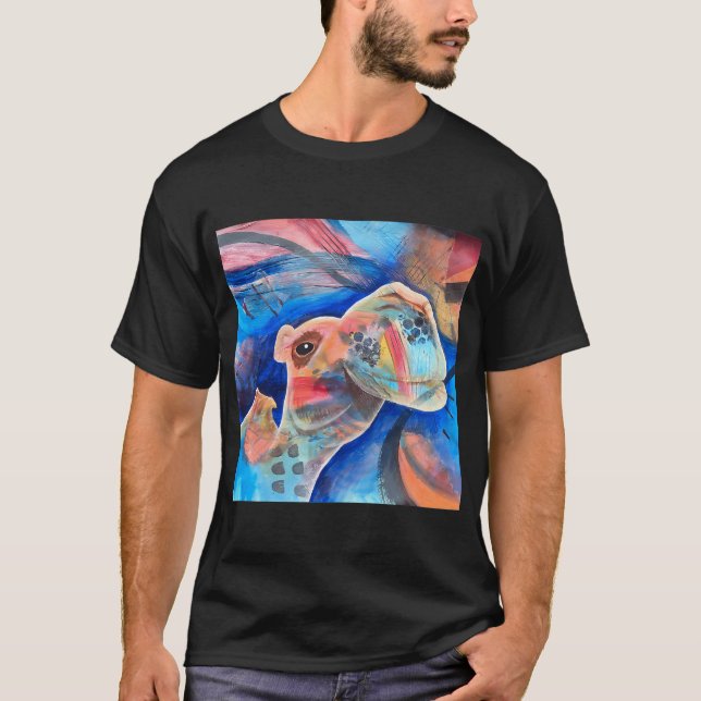 T-shirt Chameau Abstrait Coloré (Devant)