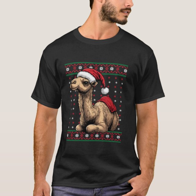 T-shirt Chameau de Noël moche Amant Santa Hat Funny Vacanc (Devant)
