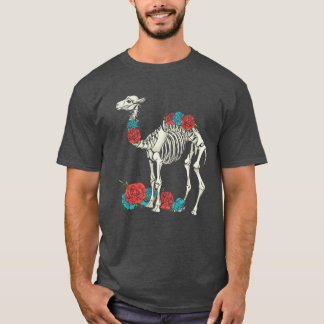 T-shirt Chameau Fleur Squelette Fleur Animal ami