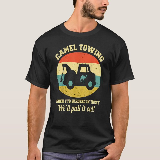 T-shirt Chameau Towing Retro Humour Adulte Dit Amusant Hau (Devant)