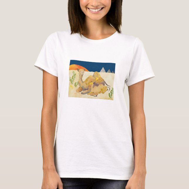 T-shirt Chameaux de mère et de bébé en Egypte (Devant)