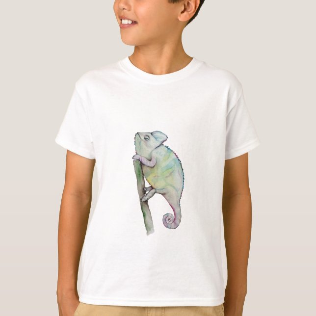 T-shirt Chameleon à aquarelle mignonne (Devant)