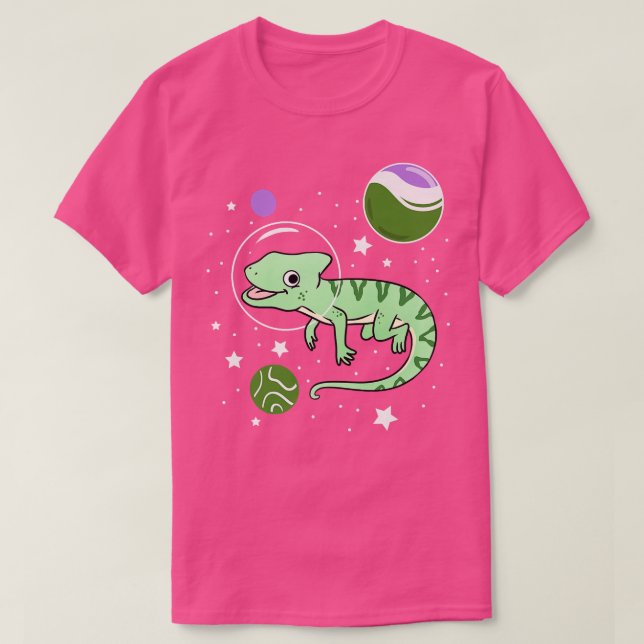 T-shirt Chameleon Astronaut Genderqueer Pride  (Design devant)