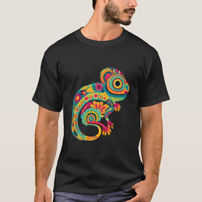 T-shirt Chameleon Coloré Design Mexico Lover (Devant)
