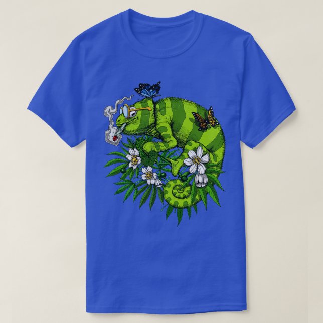 T-shirt Chameleon Fumer les mauvaises herbes (Design devant)