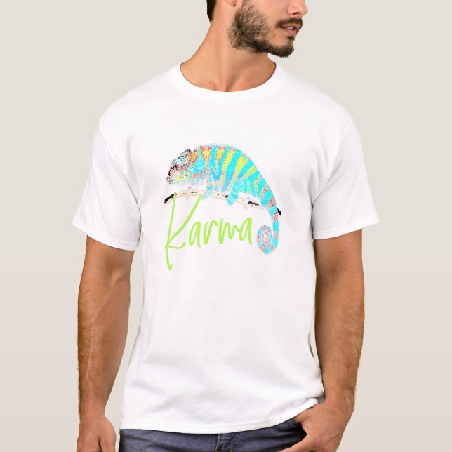 T-shirt Chameleon Karma Pun Retro années 1980 Lizard (Devant)
