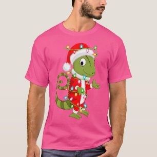 T-shirt Chameleon Lover Xmas Éclairage Père Noël Chameleon