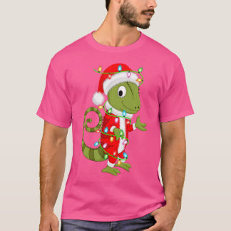 T-shirt Chameleon Lover Xmas Éclairage Père Noël Chameleon