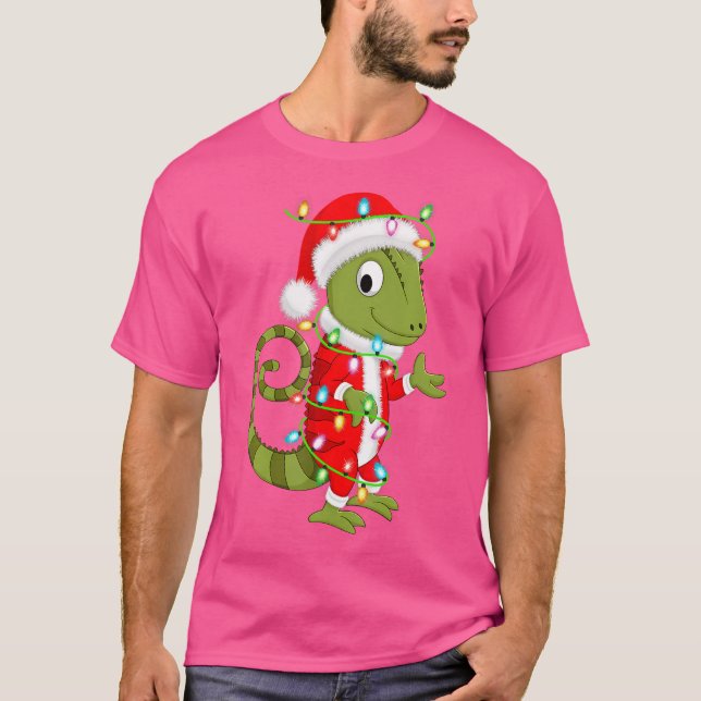 T-shirt Chameleon Lover Xmas Éclairage Père Noël Chameleon (Devant)