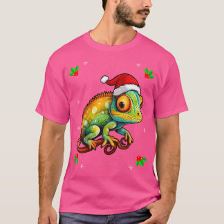 T-shirt Chameleon portant le chapeau de Noël Noël Noël Cha