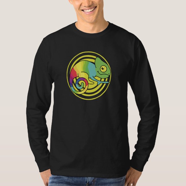 T-shirt Chameleon Rainbow Colored Chameleons (Devant)