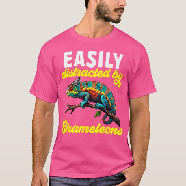 T-shirt Chameleon Reptile Facilement Distrait Par Chameleo (Devant)