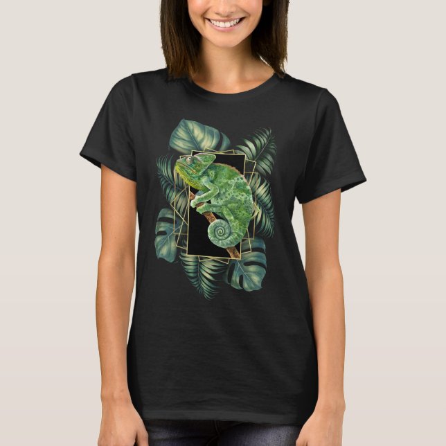 T-shirt Chameleon Tropical Retro Vintage (Devant)