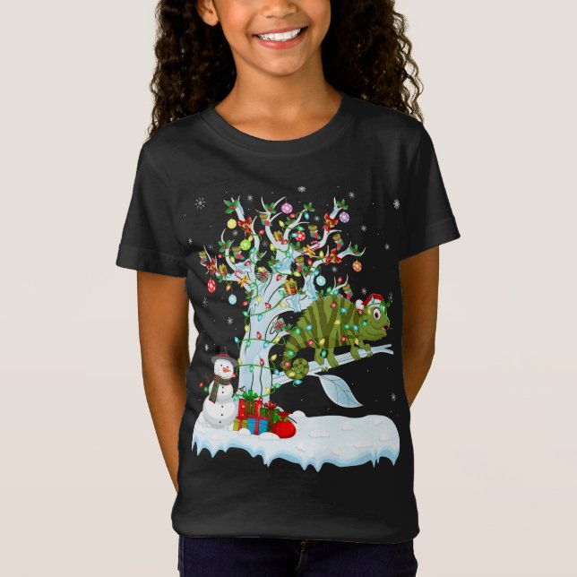 T-Shirt Chameleon Xmas Élément Arbre Lumière Chameleon Chr (Devant)