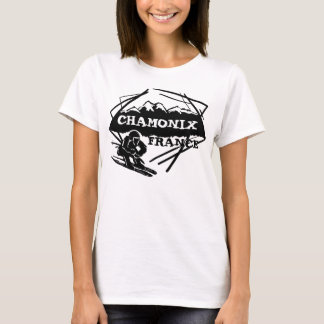 T-shirt Chamonix France noir blanc logo dames char