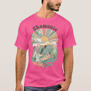 T-shirt Chamonix vintage France Montagnes Randonnée Sunset