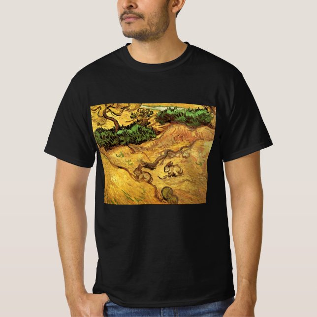 T-shirt Champ avec deux lapins par Vincent van Gogh (Devant)