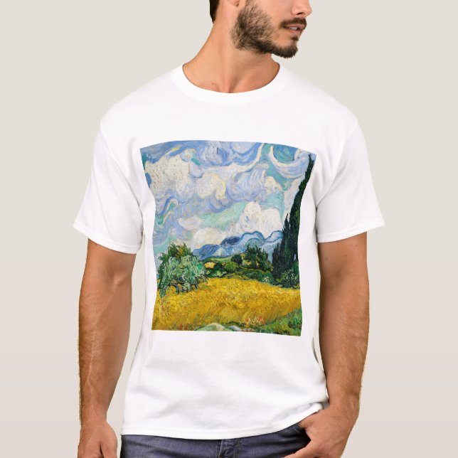 T-shirt Champ de blé avec Cyprès Vincent Van Gogh. (Devant)