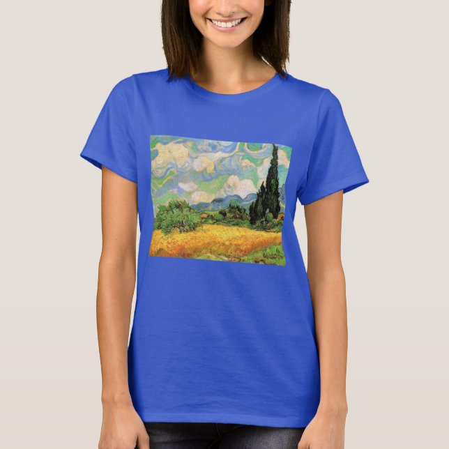 T-shirt Champ de blé de Van Gogh avec cyprès à Haute Galli (Devant)