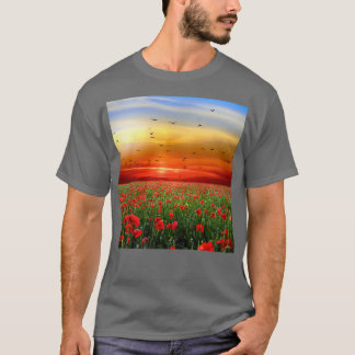 T-shirt Champ de Fleurs Landsca de lever et de coucher du 