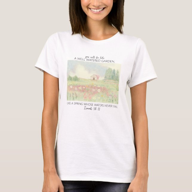 T-shirt Champ de fleurs verset biblique chrétien (Devant)