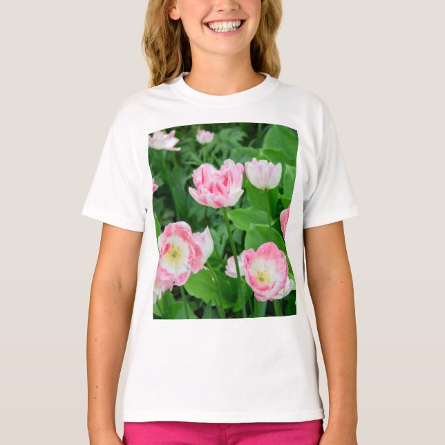 T-shirt Champ de tulipes roses (Devant)