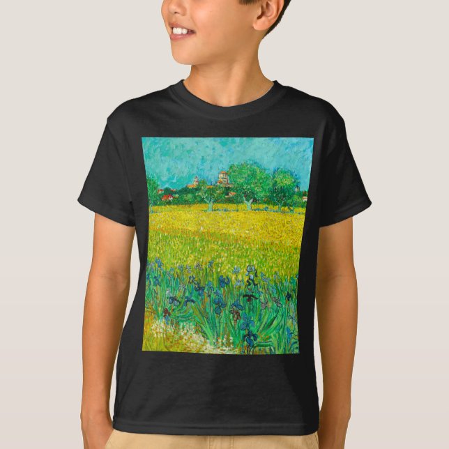 T-shirt Champ de Van Gogh avec des iris près d'Arles (Devant)