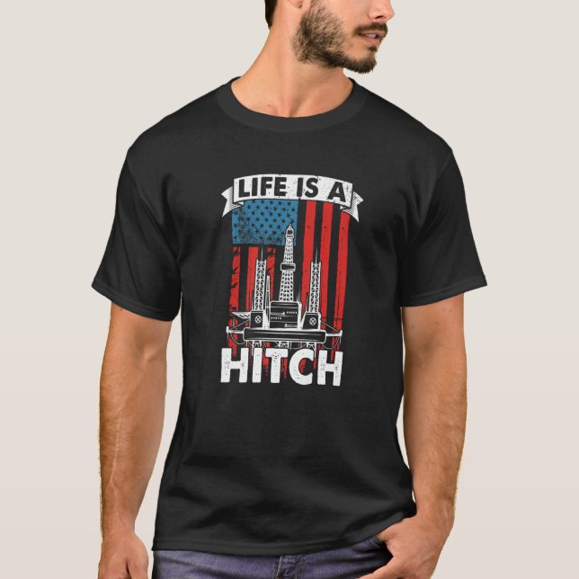 T-shirt Champ Pétrolifère Drapeau États-Unis Fracturation  (Devant)